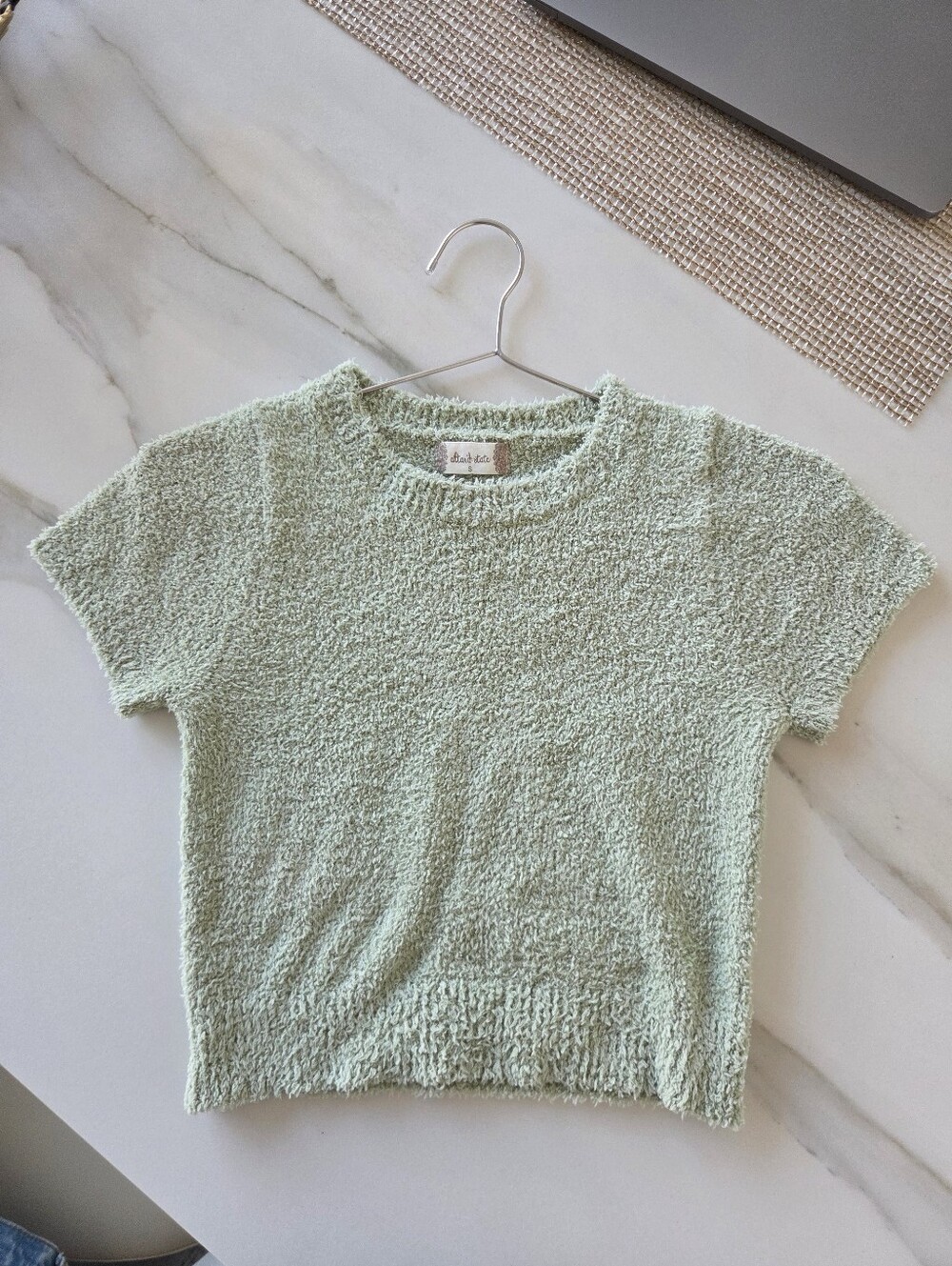Altar'd State Short Sleeve Crop Top - Sage Green